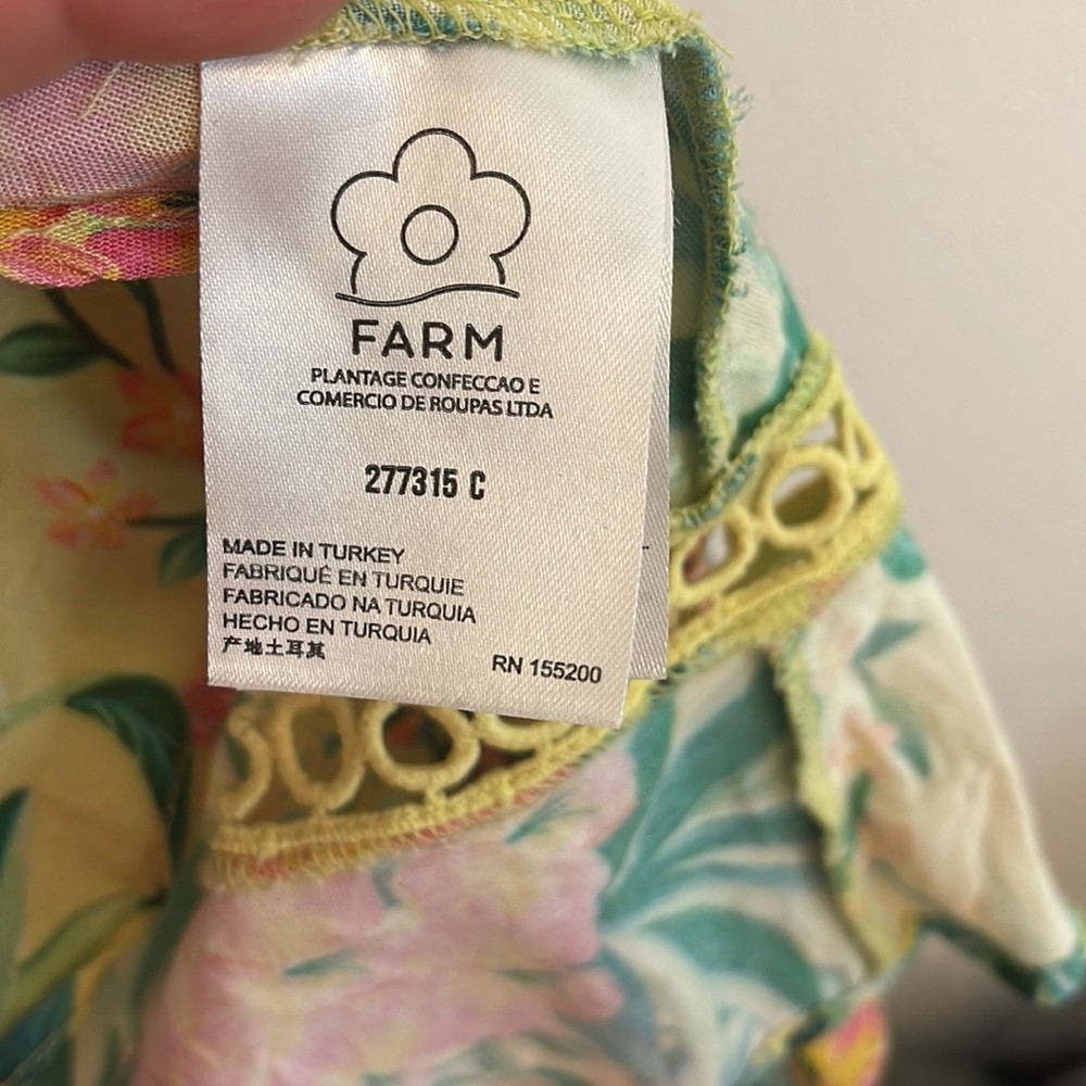 Farm Rio Ruffled Tropical Blouse Tank Sleeveless Size S - Picture 6 of 7